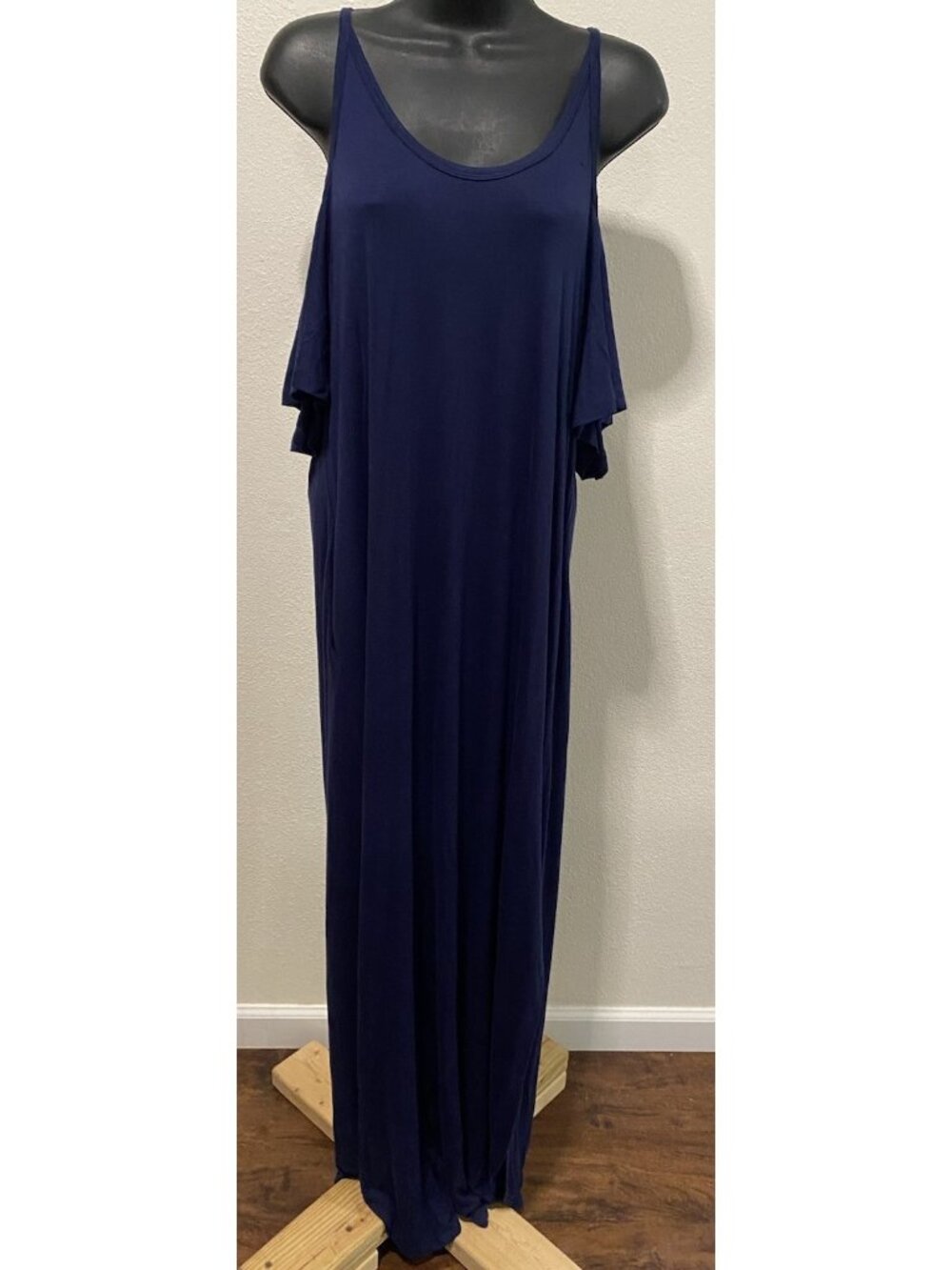 GC Grecerelle  Womens Size L Dress Maxi Cold Shoulder Pockets Stretch